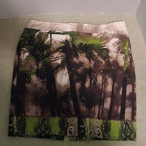 Women’s Worthington Cotton SKIRT ‘Green Island Retreat’ Tropical Forest Sz. 12